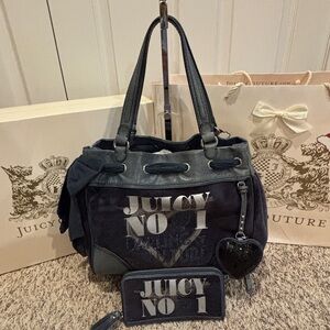 Vintage Juicy Couture Velour Y2K Darling of Couture Tote Shoulder Bag w/ Wallet